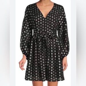 Black Mini Party Dress With Silver Circles Size XL Wedding Shower Dance Formal